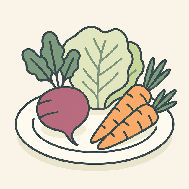 Vodovkový obrázek zdravého jídelníčku s čerstvou zeleninou