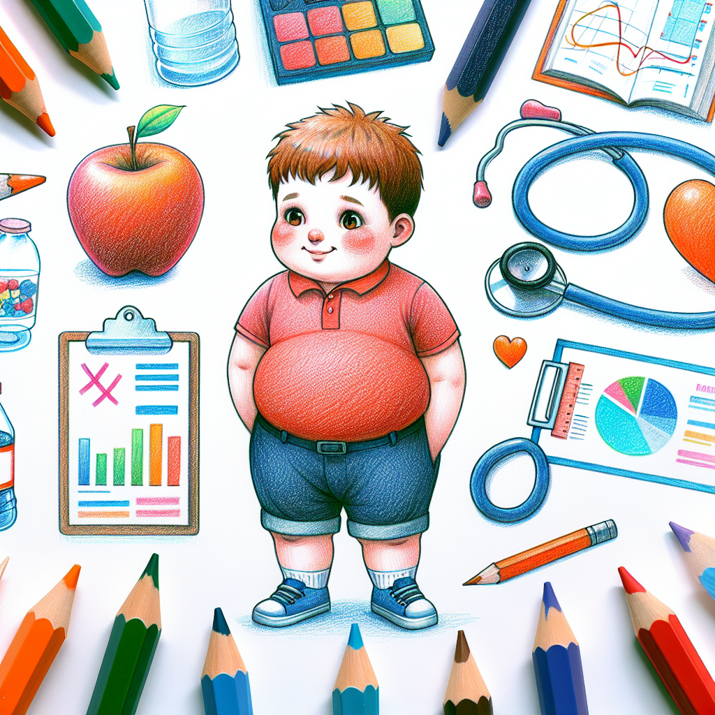 Pastelková ilustrace znázorňující téma: Obezita