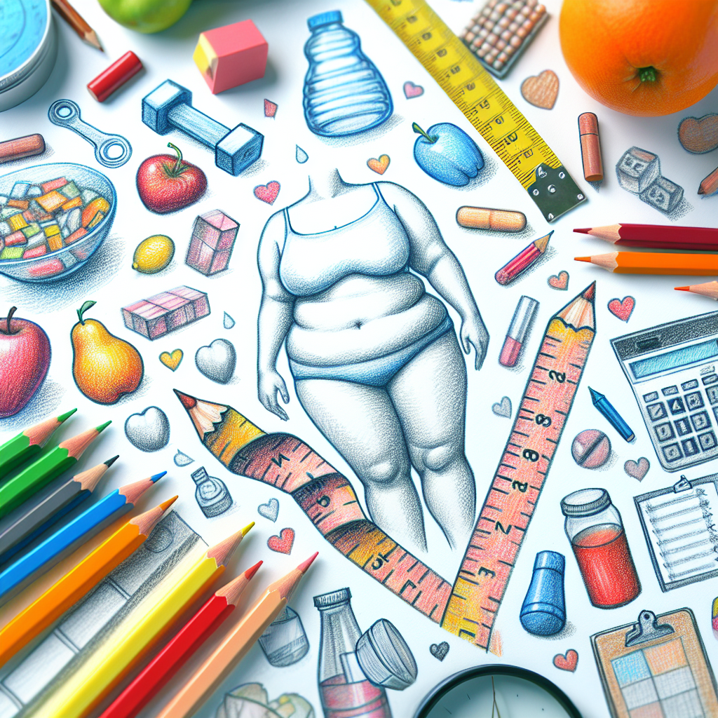 Pastelková ilustrace znázorňující téma: Obezita a zdraví