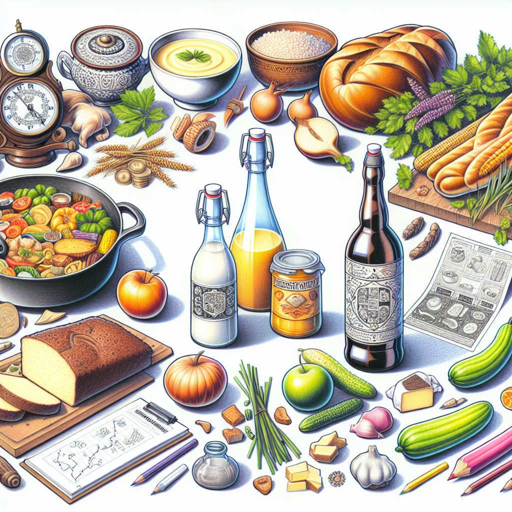 Pastelková ilustrace znázorňující téma: Česká kuchyně