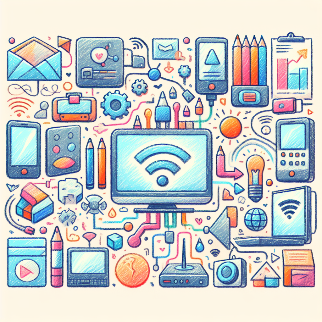 Pastelková ilustrace znázorňující téma: Internet