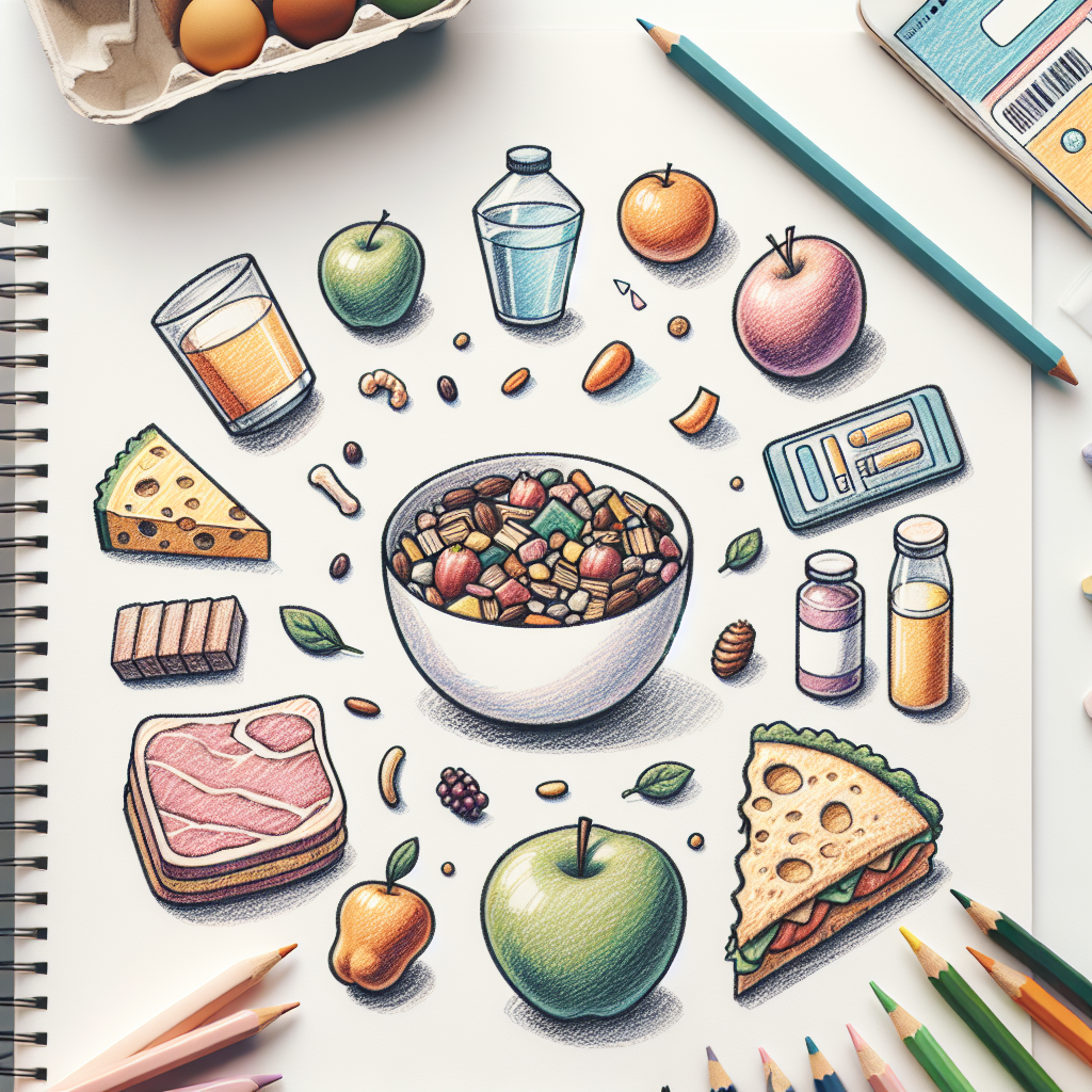 Pastelková ilustrace znázorňující téma: Zdravá strava
