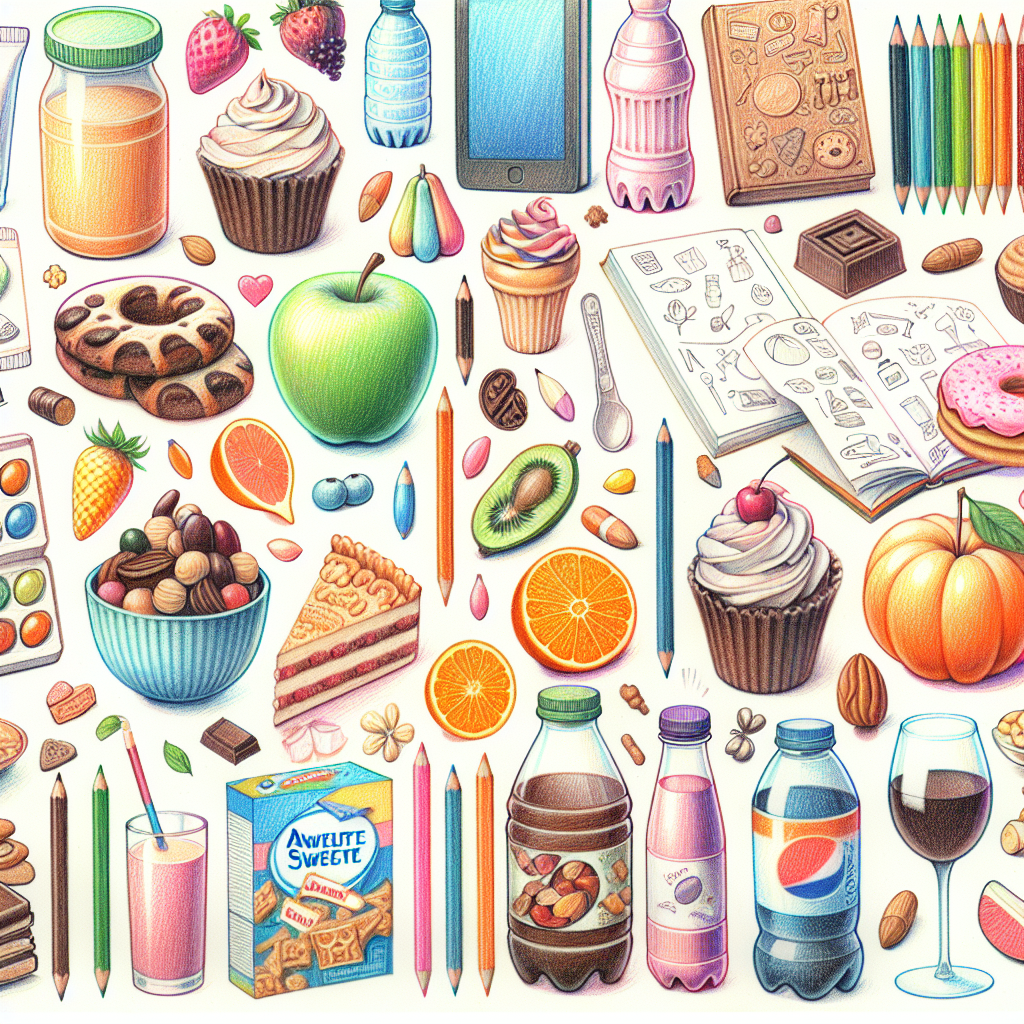 Pastelková ilustrace znázorňující téma: Sladká jídla