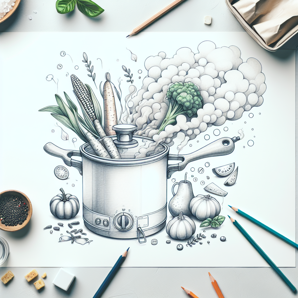 Pastelková ilustrace znázorňující téma: Vaření