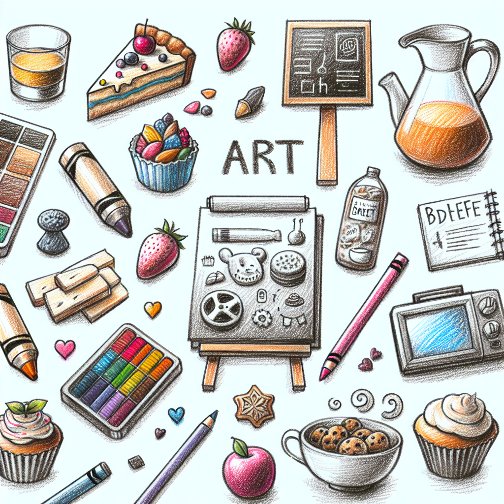 Pastelková ilustrace znázorňující téma: Pečení