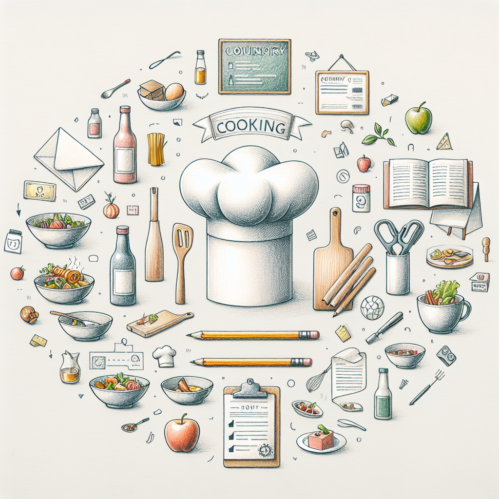 Pastelková ilustrace znázorňující téma: Školy vaření