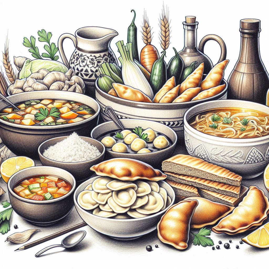 Pastelková ilustrace znázorňující téma: Polská kuchyně