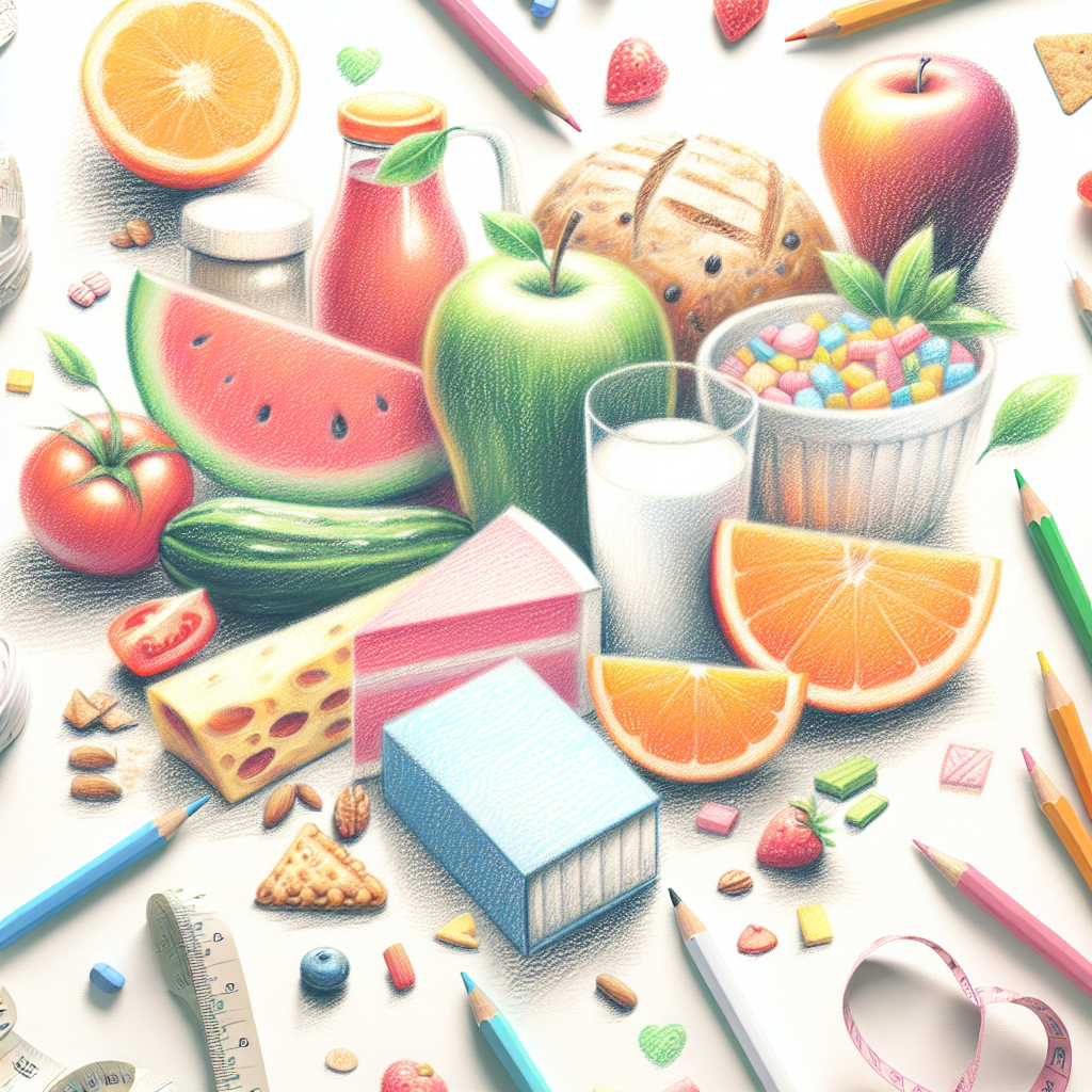 Pastelková ilustrace znázorňující téma: Zdravá výživa