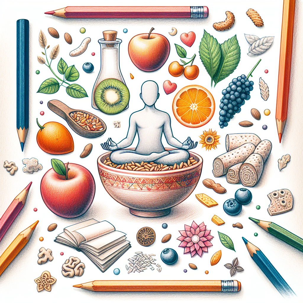 Pastelková ilustrace znázorňující téma: Výživa