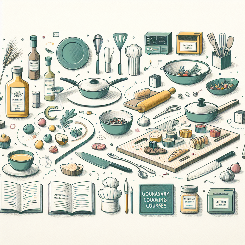 Pastelková ilustrace znázorňující téma: Kulinářské kurzy