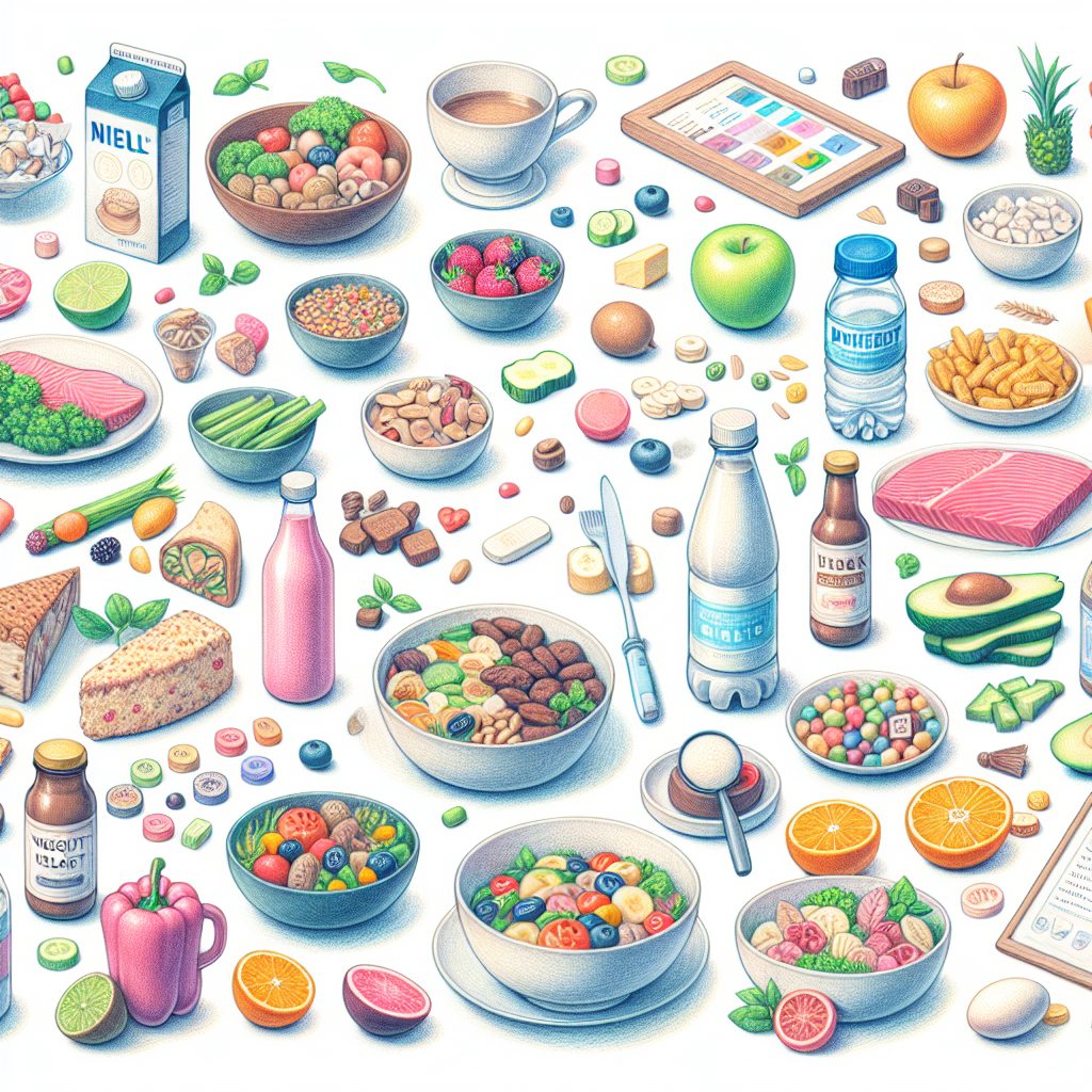 Pastelková ilustrace znázorňující téma: Výživa a diety