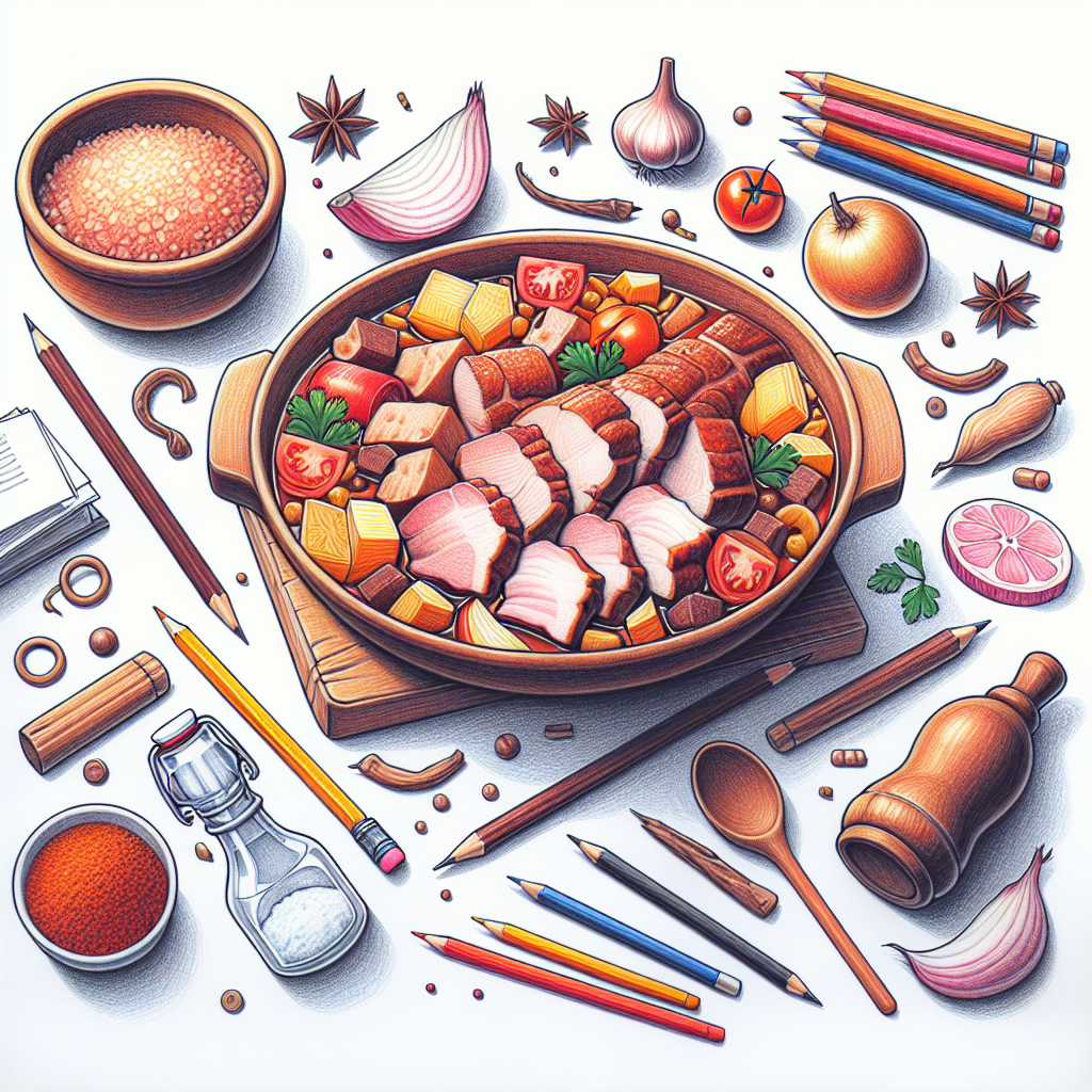 Pastelková ilustrace znázorňující téma: Česká kuchyně