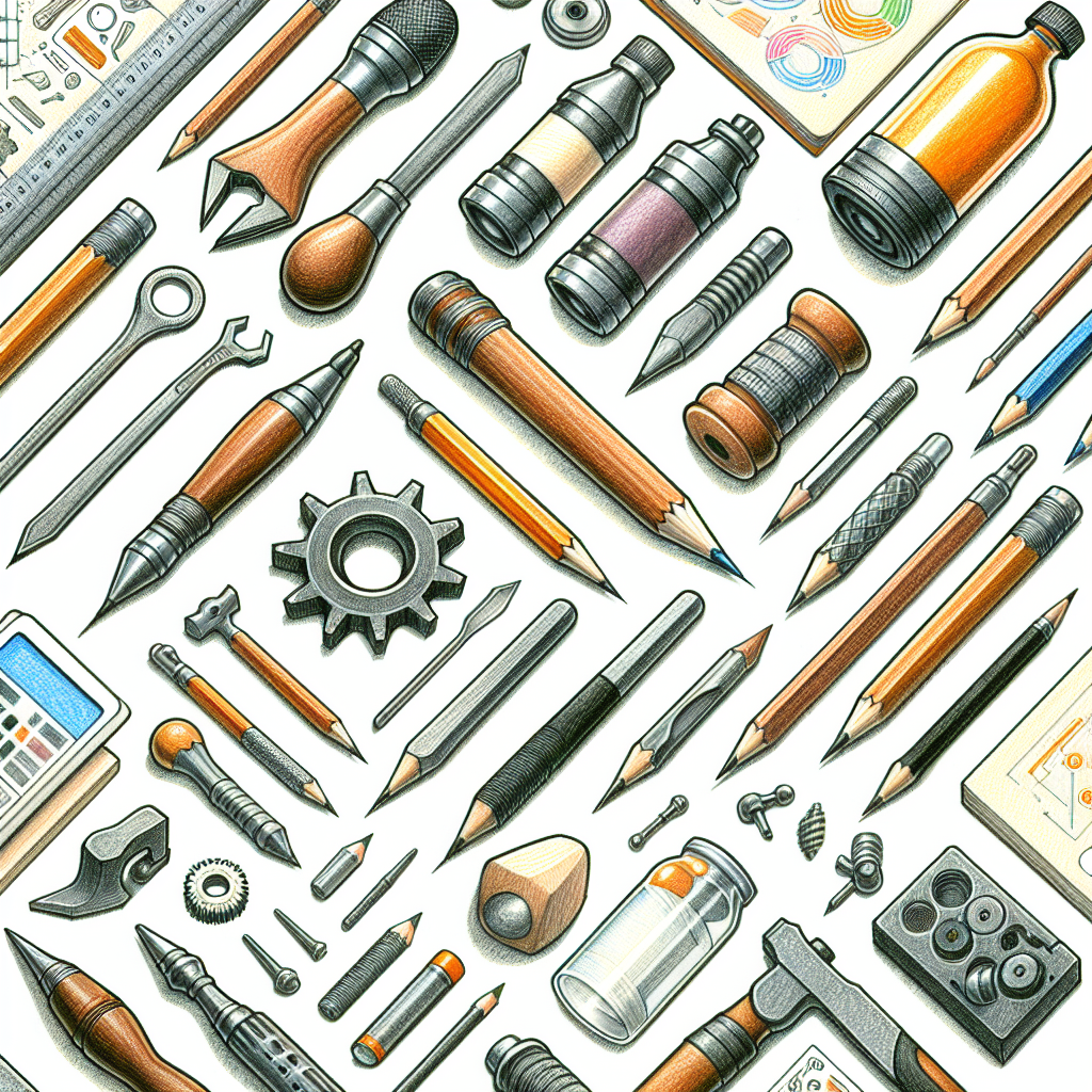 Pastelková ilustrace znázorňující téma: Strojírenství