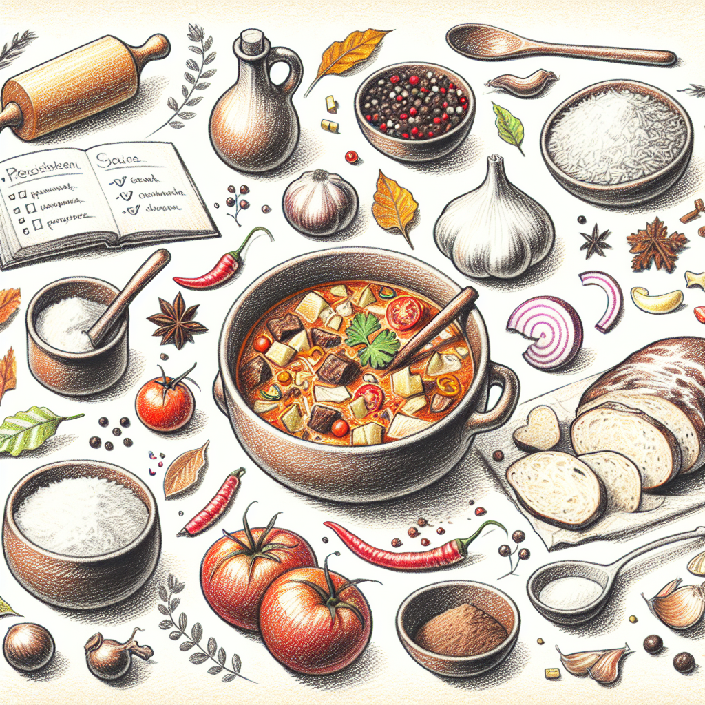 Pastelková ilustrace znázorňující téma: Česká kuchyně