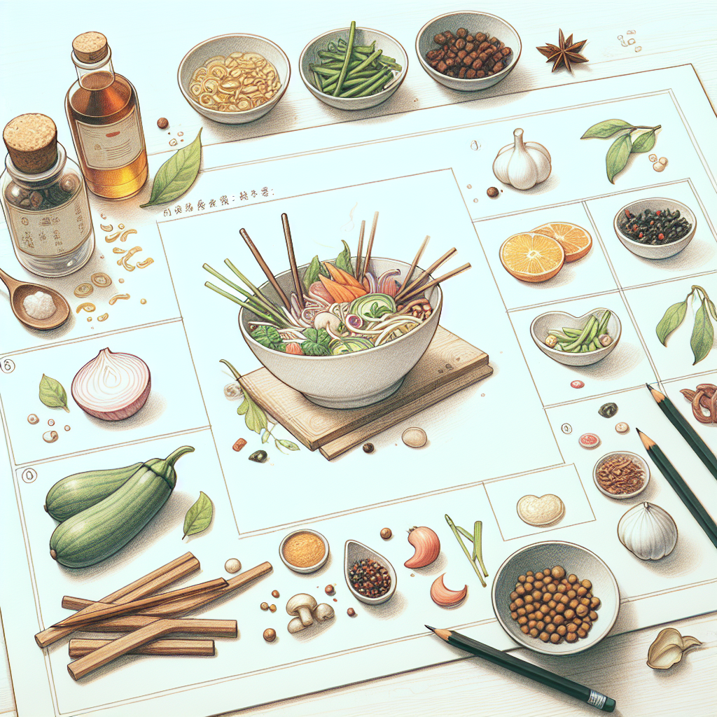 Pastelková ilustrace znázorňující téma: Asijská kuchyně