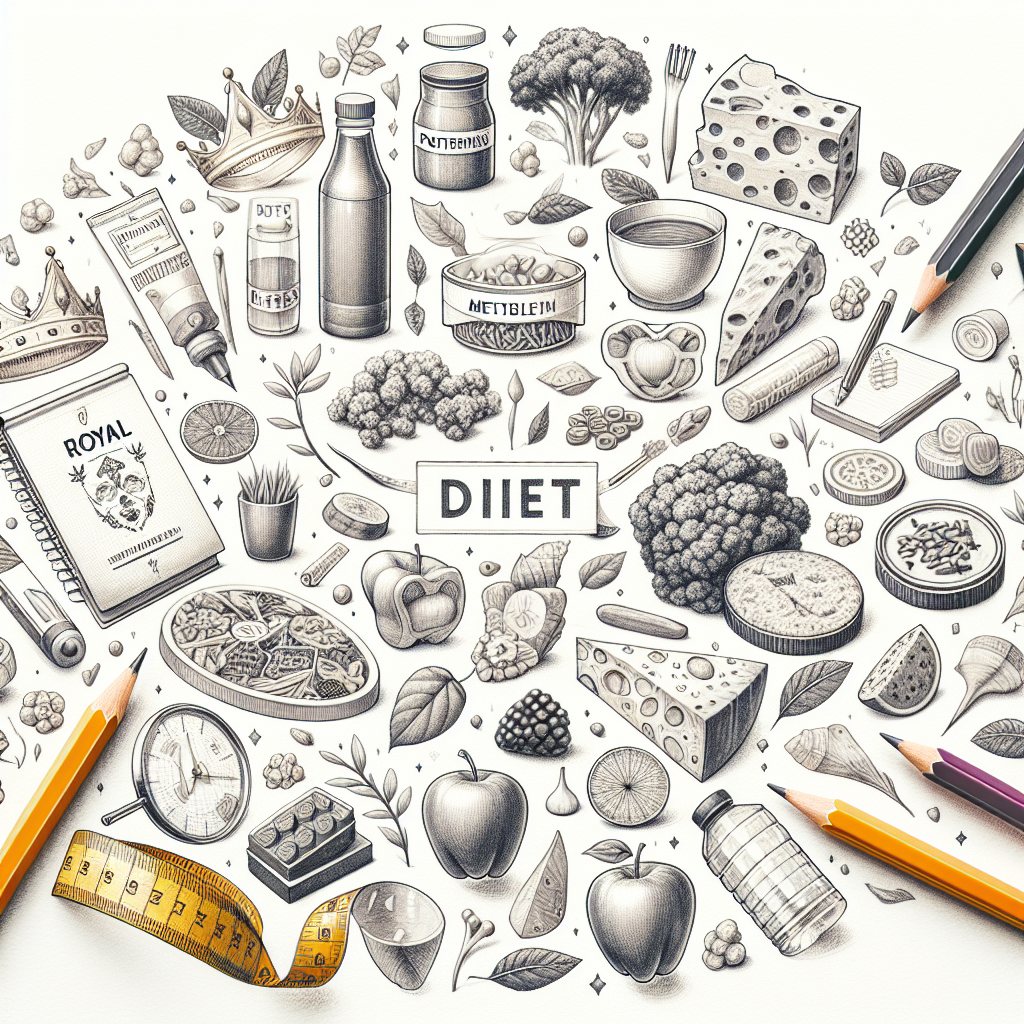 Pastelková ilustrace znázorňující téma: Diety