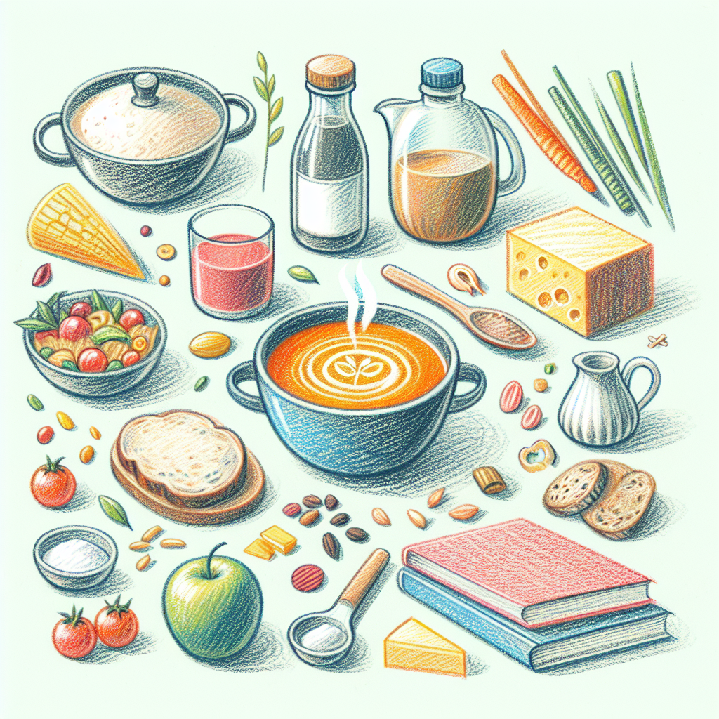 Pastelková ilustrace znázorňující téma: Recepty