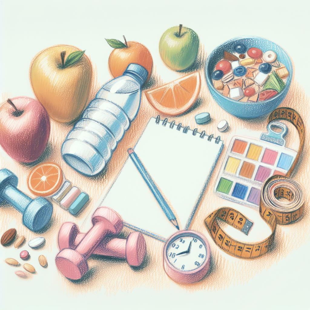 Pastelková ilustrace znázorňující téma: Diety a hubnutí