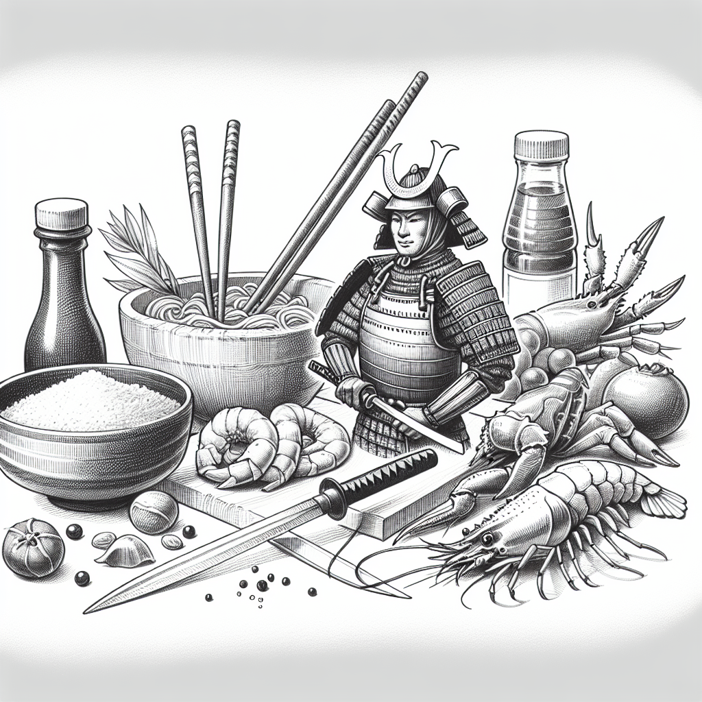 Pastelková ilustrace znázorňující téma: Japonská kuchyně