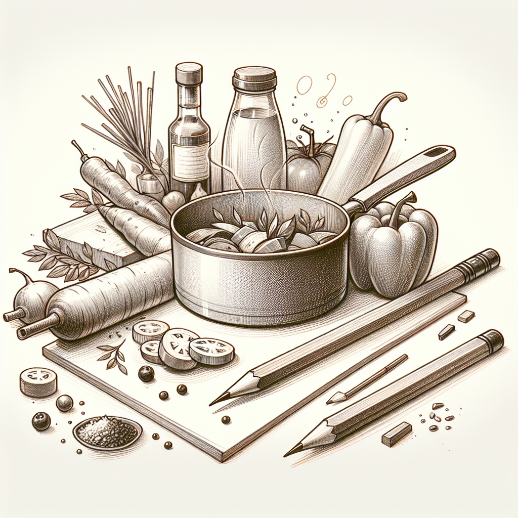 Pastelková ilustrace znázorňující téma: Vaření