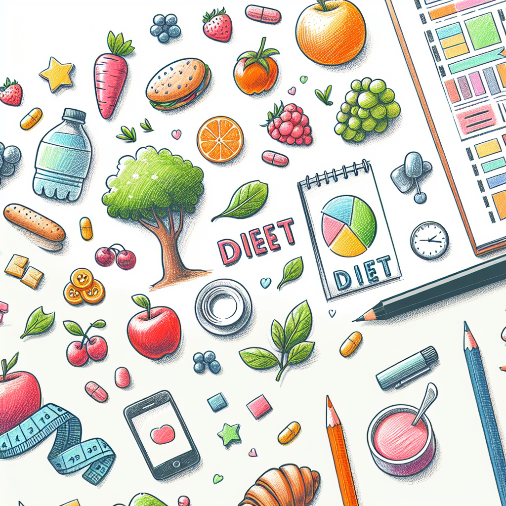 Pastelková ilustrace znázorňující téma: Výživa a diety