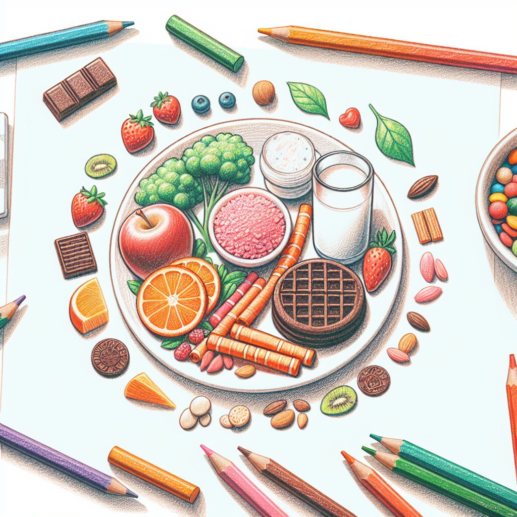 Pastelková ilustrace znázorňující téma: Zdravá strava