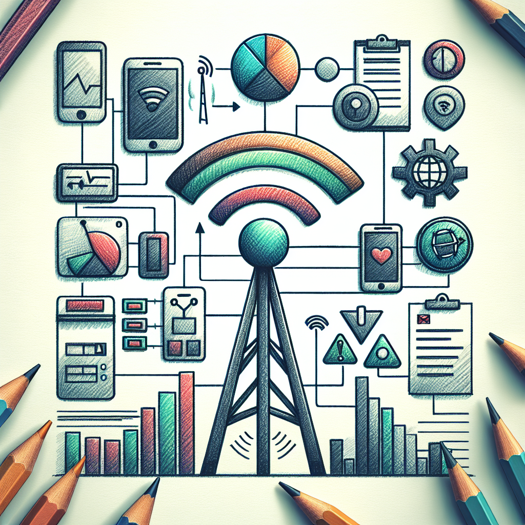 Pastelková ilustrace znázorňující téma: Mobilní sítě