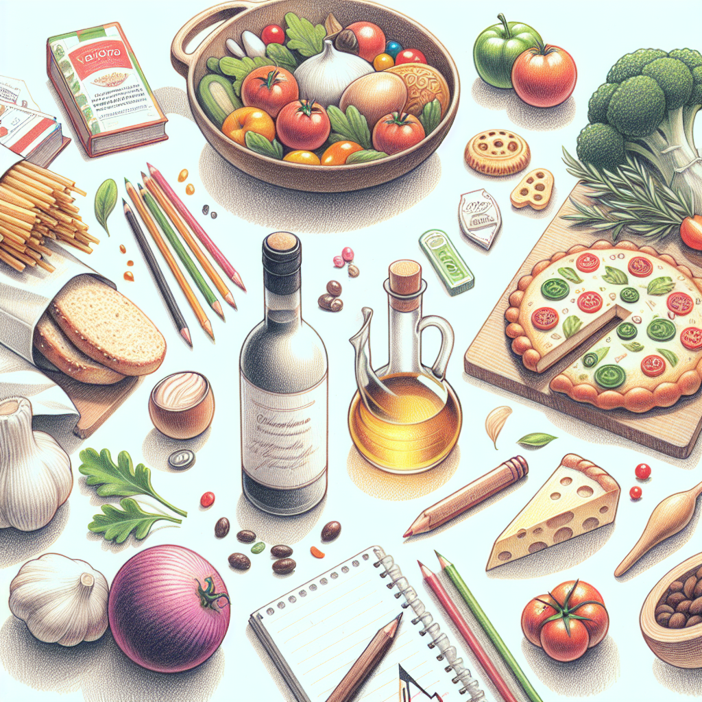 Pastelková ilustrace znázorňující téma: Gastronomie
