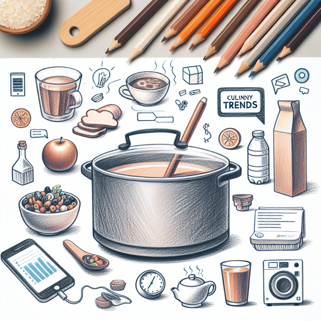 Pastelková ilustrace znázorňující téma: Kuchařské trendy