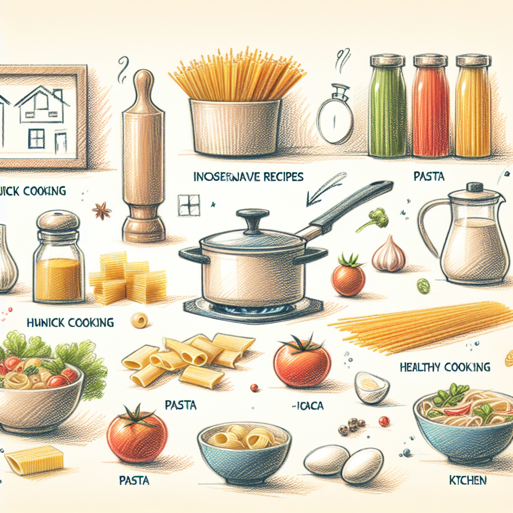 Pastelková ilustrace znázorňující téma: Recepty na těstoviny