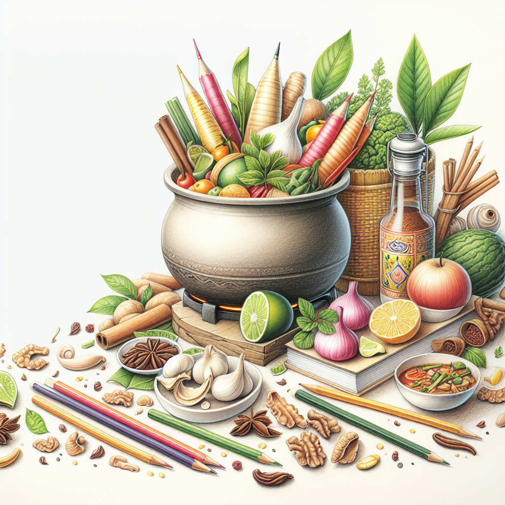 Pastelková ilustrace znázorňující téma: Thajská kuchyně
