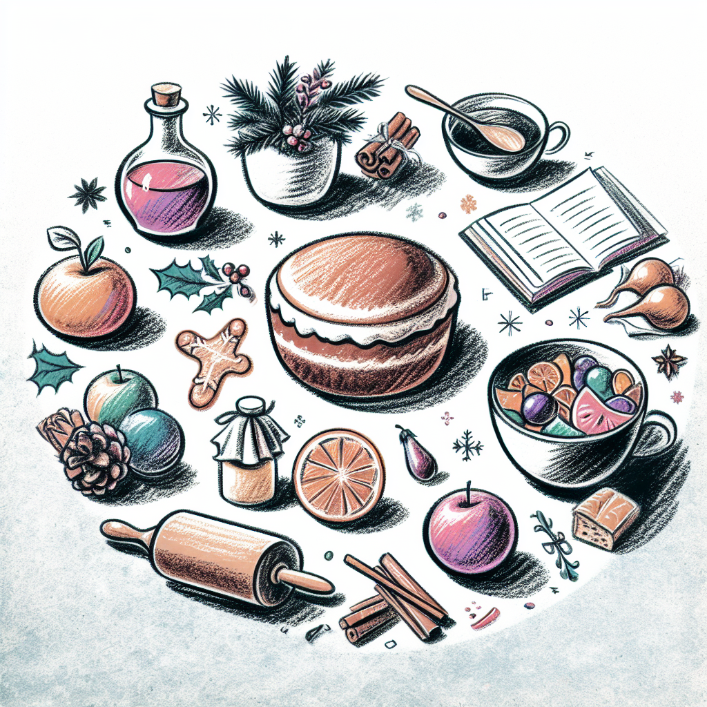 Pastelková ilustrace znázorňující téma: Vánoční tradice