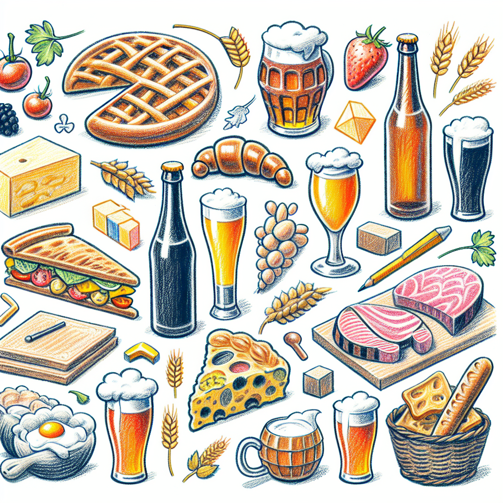 Pastelková ilustrace znázorňující téma: Belgická kuchyně