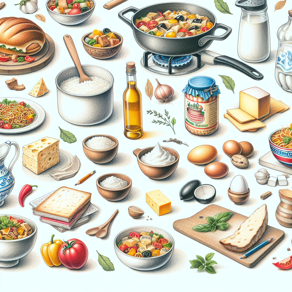 Pastelková ilustrace znázorňující téma: Bulharská kuchyně