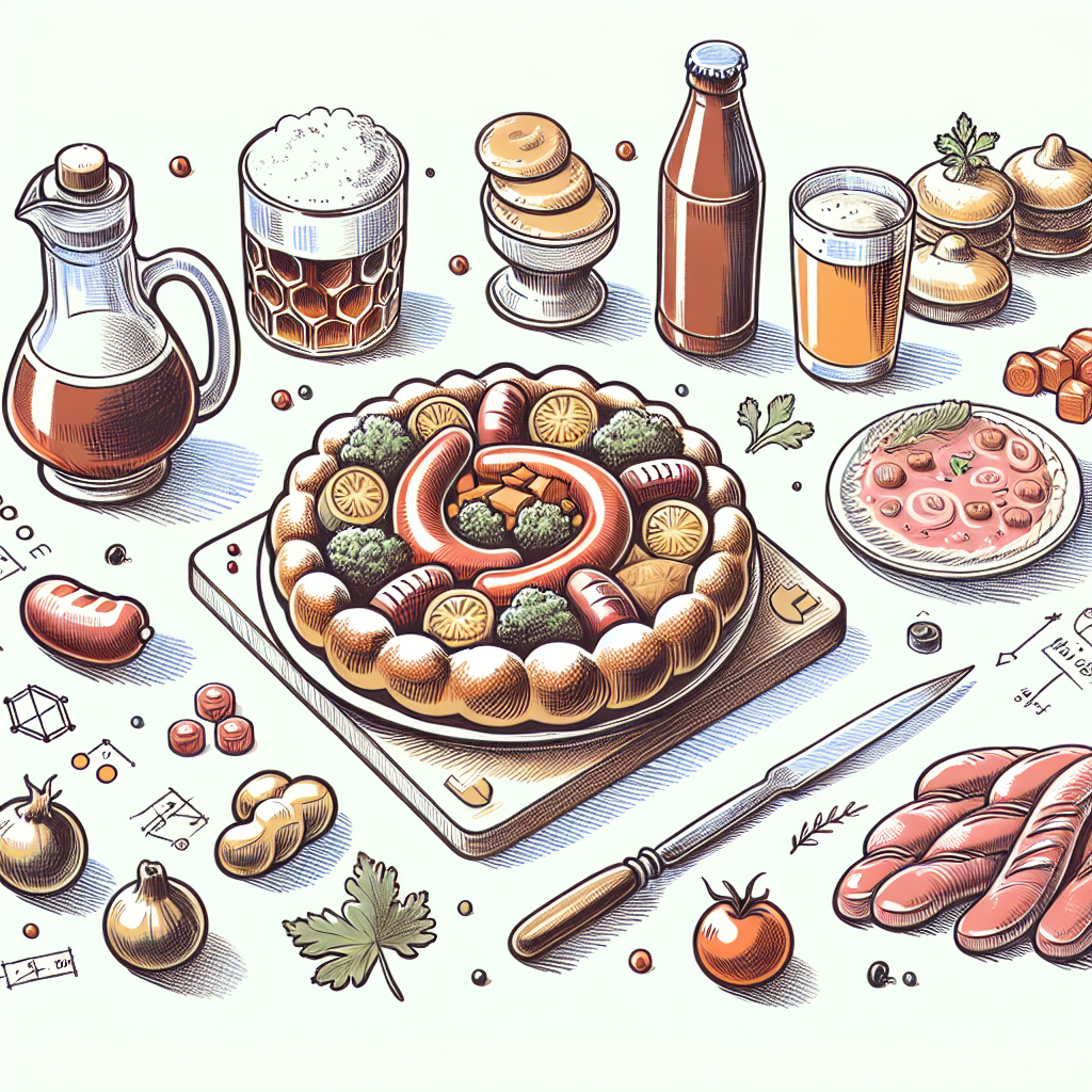 Pastelková ilustrace znázorňující téma: Německá kuchyně