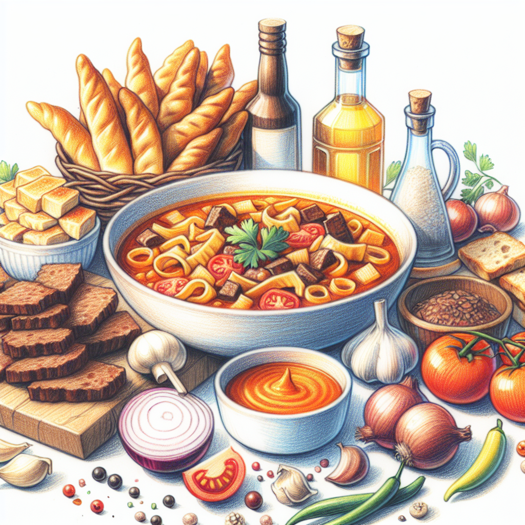 Pastelková ilustrace znázorňující téma: Maďarská kuchyně