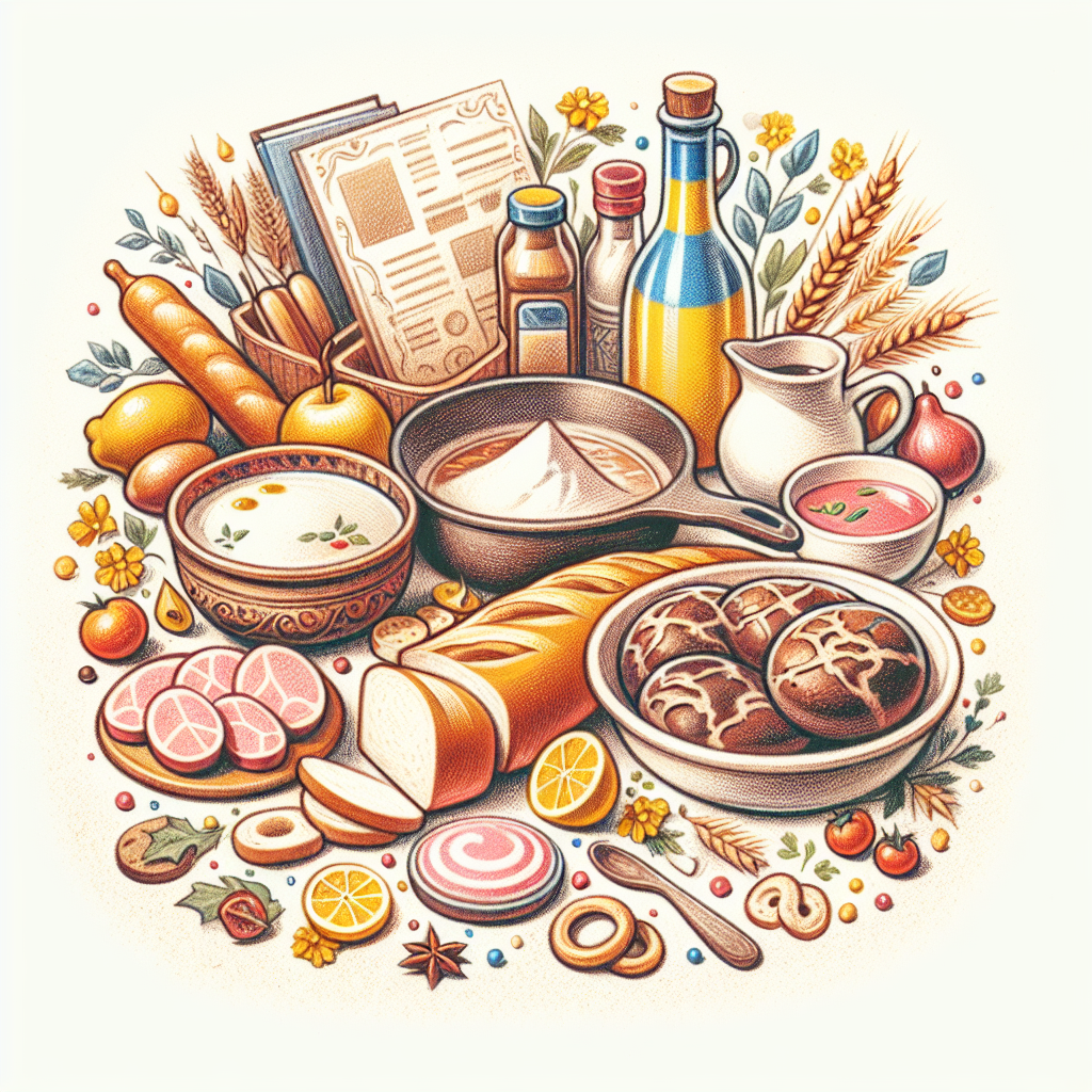 Pastelková ilustrace znázorňující téma: Ukrajinská kuchyně