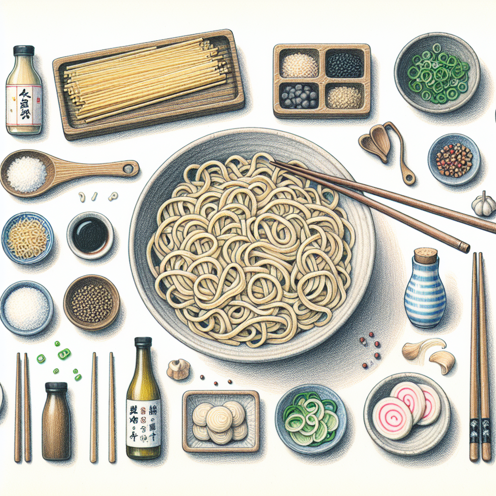 Pastelková ilustrace znázorňující téma: Japonská kuchyně