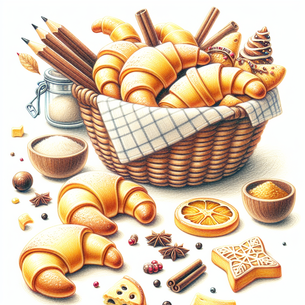 Pastelková ilustrace znázorňující téma: Pečení