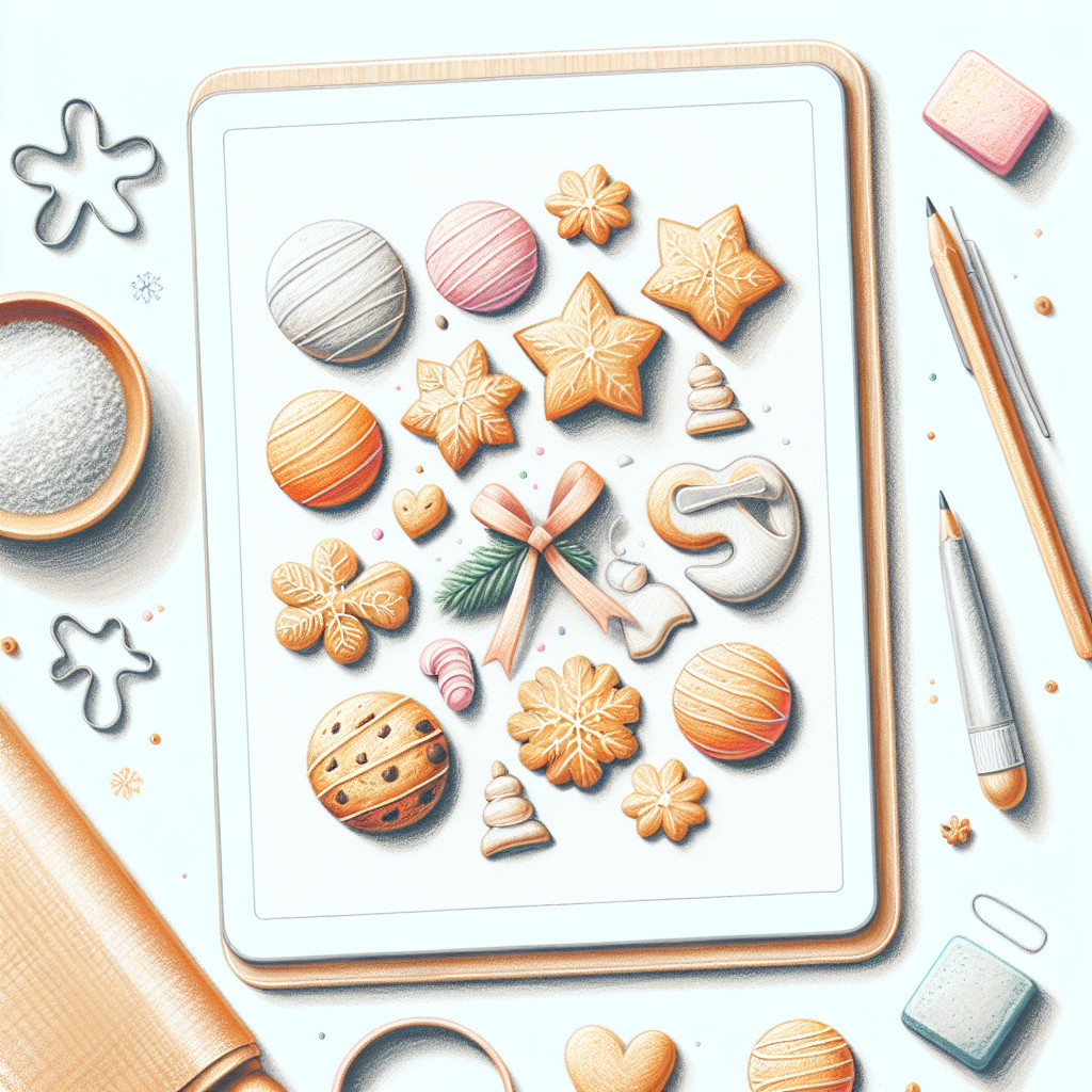 Pastelková ilustrace znázorňující téma: Vánoční cukroví