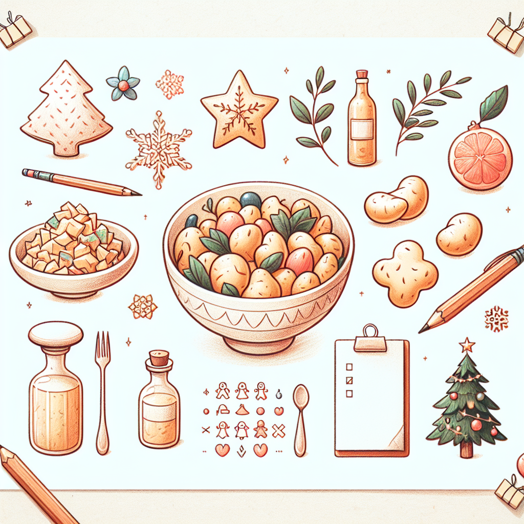 Pastelková ilustrace znázorňující téma: Vánoční gastronomie