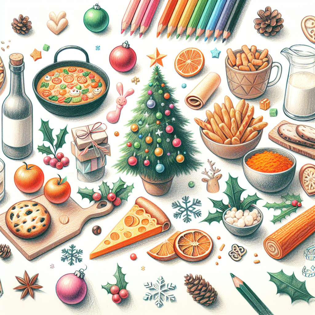 Pastelková ilustrace znázorňující téma: Gastronomie