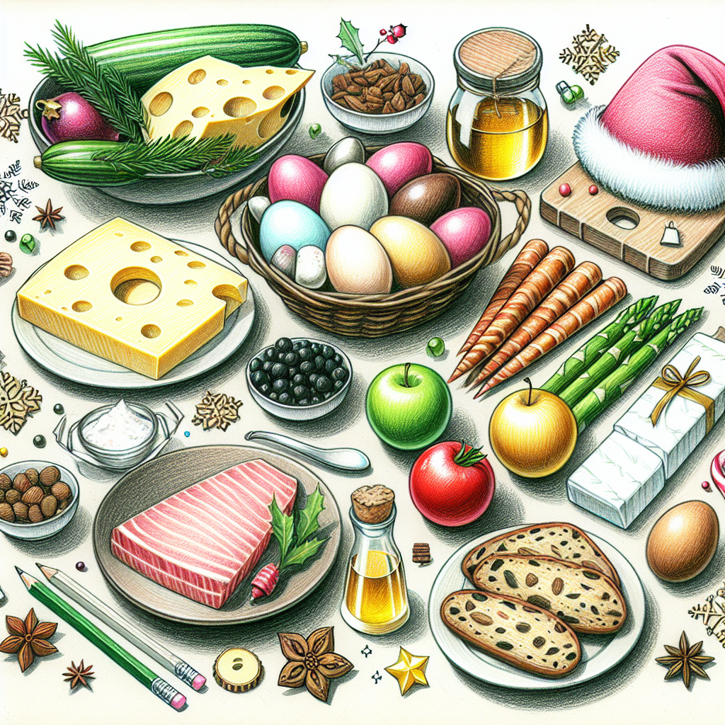 Pastelková ilustrace znázorňující téma: Vánoční recepty