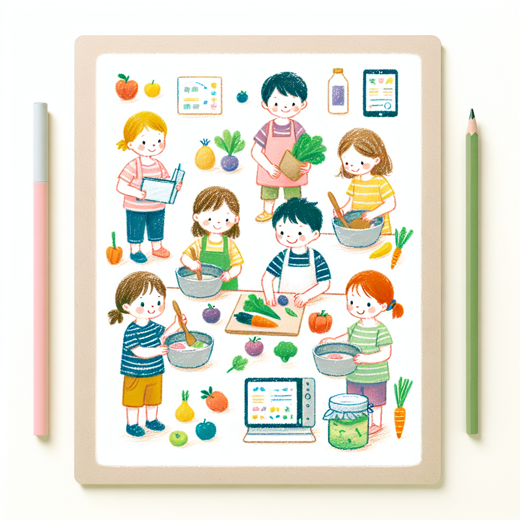 Pastelková ilustrace znázorňující téma: Vaření dětí