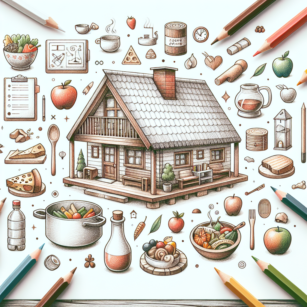 Pastelková ilustrace znázorňující téma: Vaření