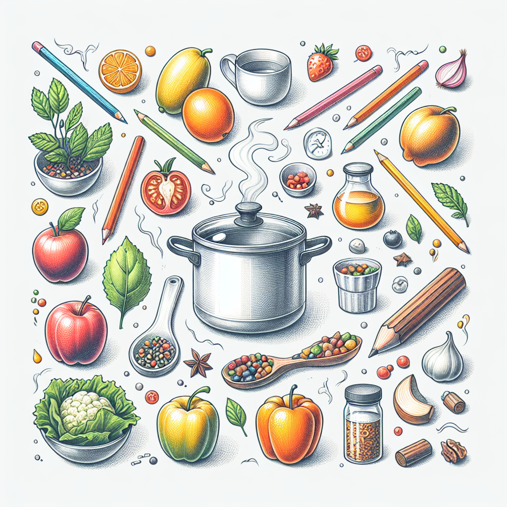 Pastelková ilustrace znázorňující téma: Vaření