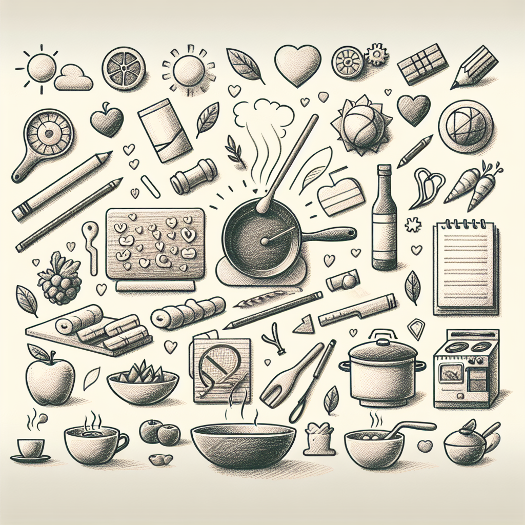 Pastelková ilustrace znázorňující téma: Vaření