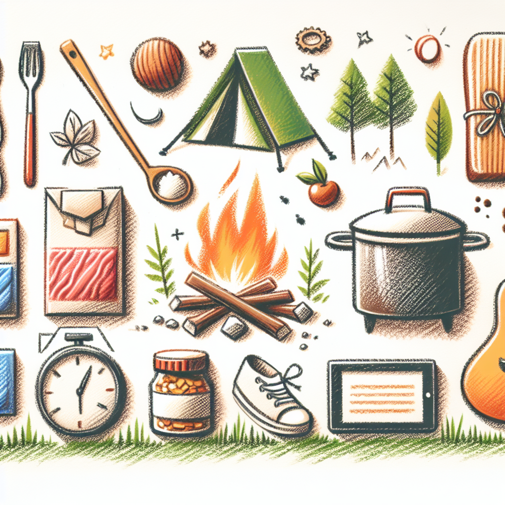 Pastelková ilustrace znázorňující téma: Vaření v přírodě