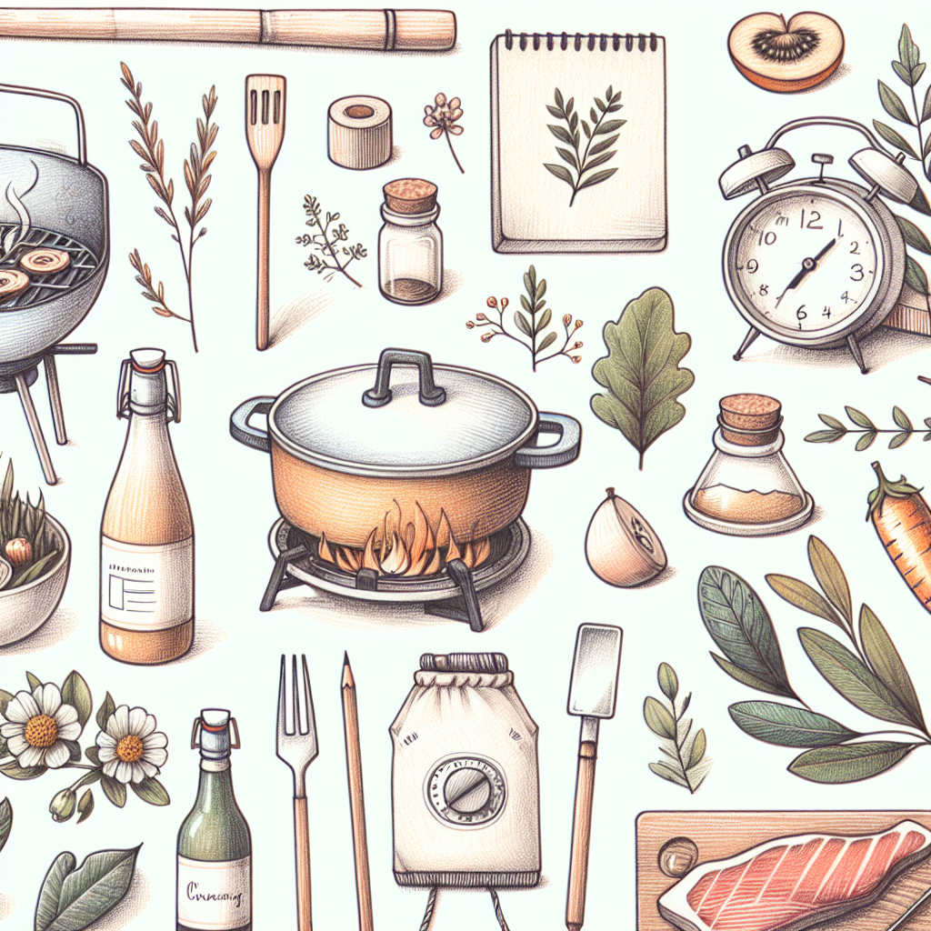 Pastelková ilustrace znázorňující téma: Vaření v přírodě