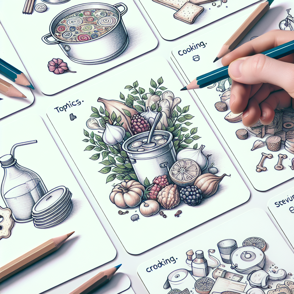 Pastelková ilustrace znázorňující téma: Vaření